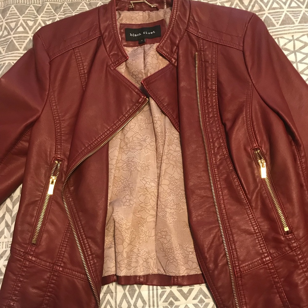 Maroon leather jacket